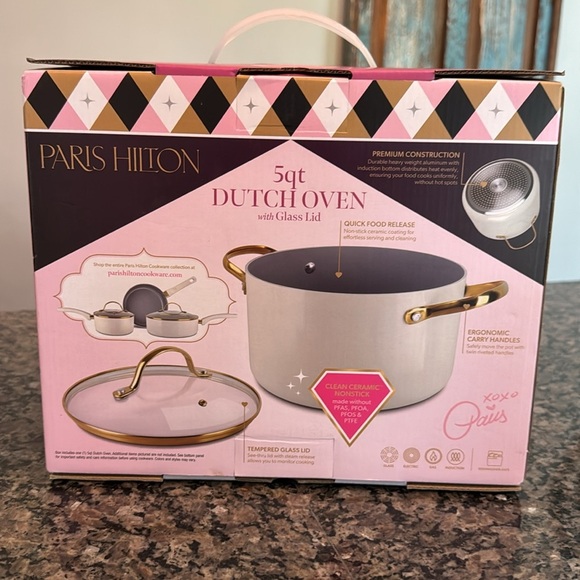 Paris Hilton White Dutch Oven with Glass Lid - Picture 4 of 9